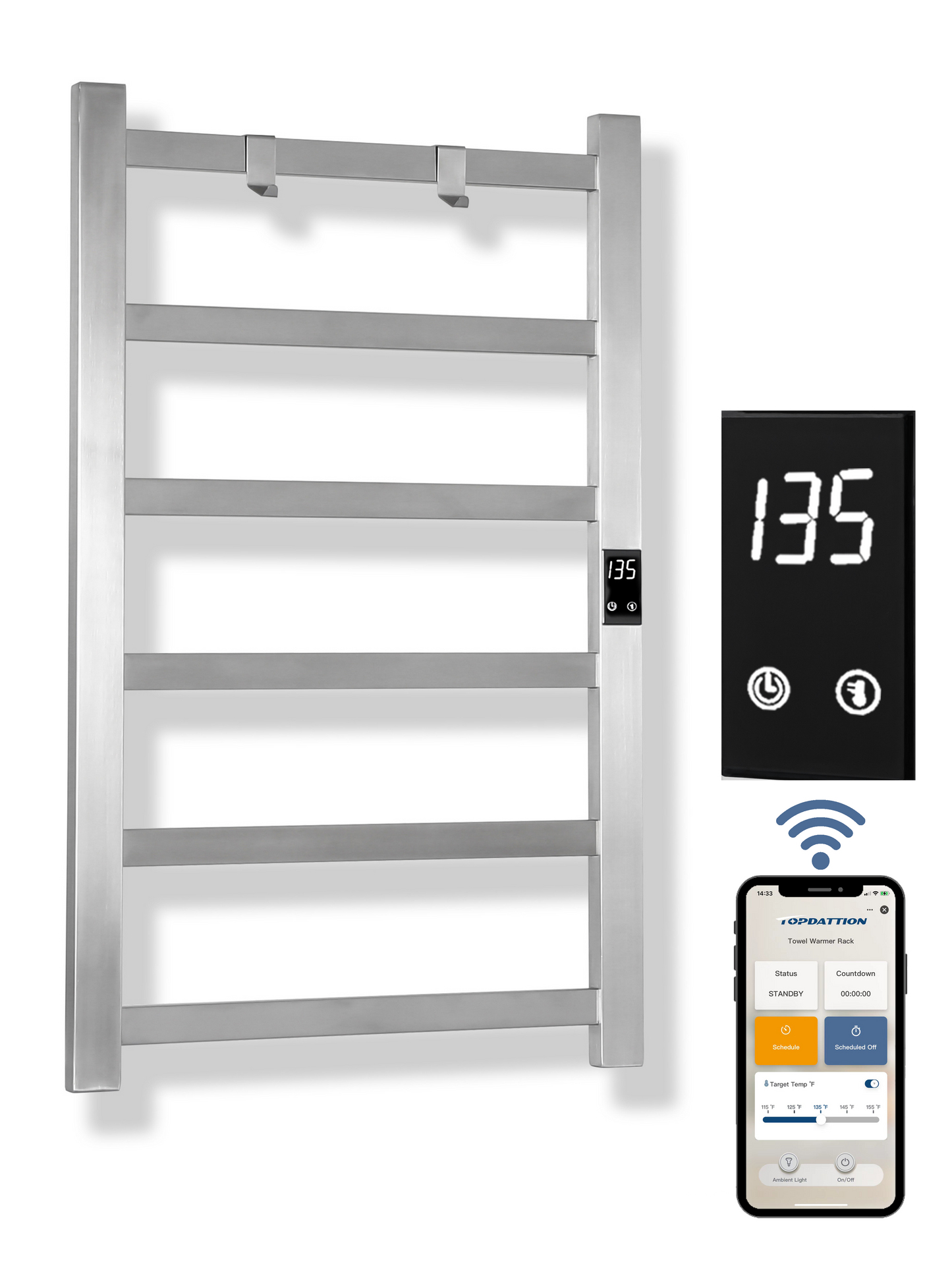 Smart Electric Towel Warmer – WiFi 6-Bar | Alexa & Google Compatible | Ultra-Slim Blade Design