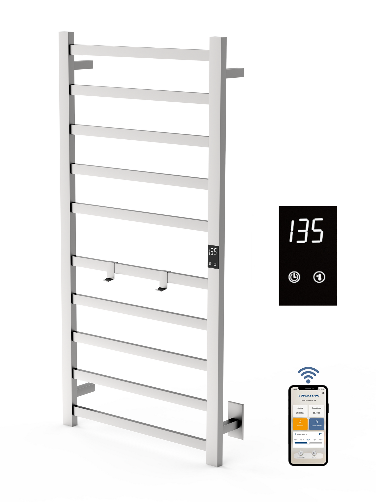 Smart Electric Towel Warmer – WiFi 10-Bar | Alexa & Google Compatible | Ultra-Slim Blade Design