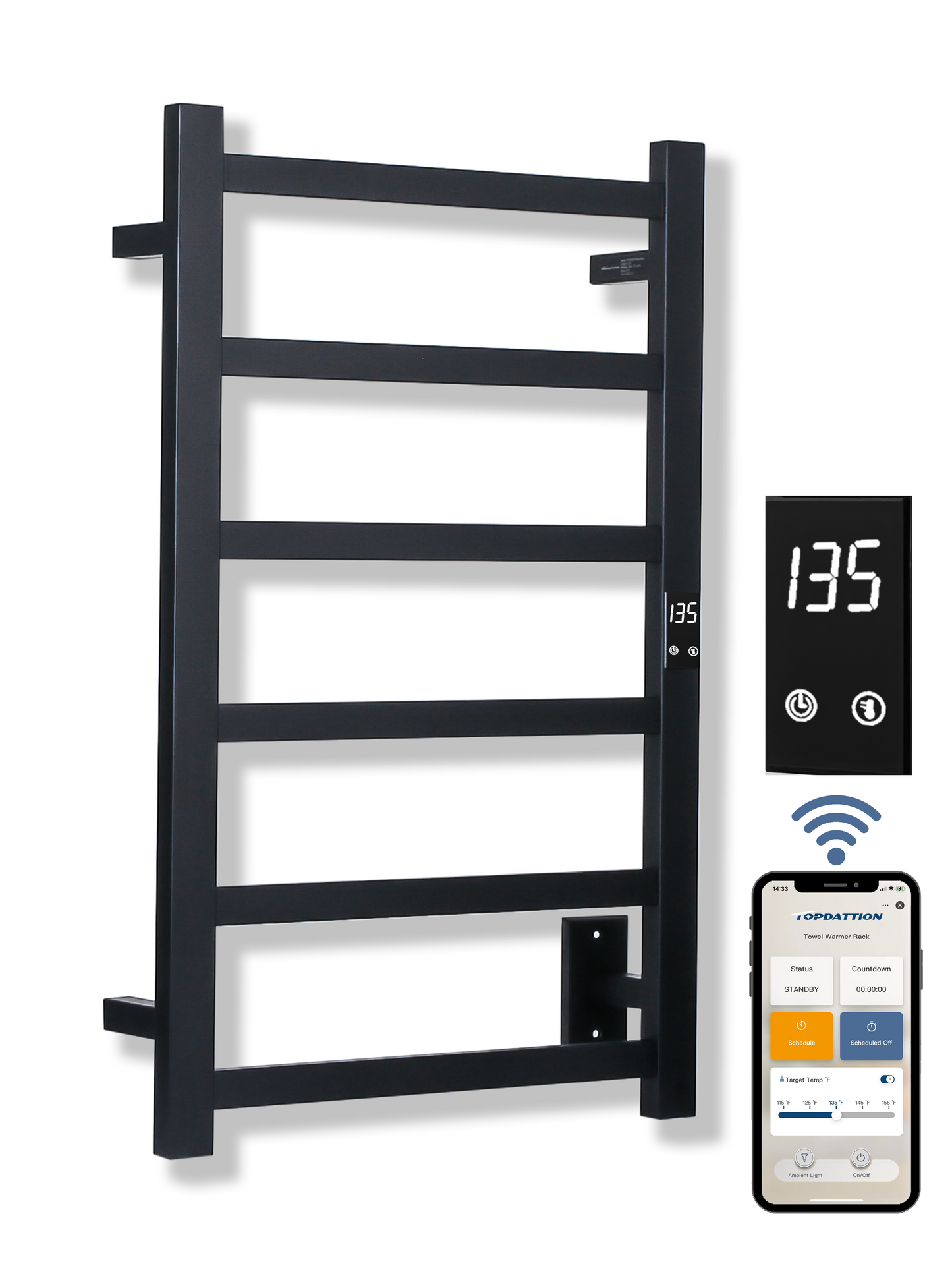Smart Electric Towel Warmer – WiFi 6-Bar | Alexa & Google Compatible | Ultra-Slim Blade Design