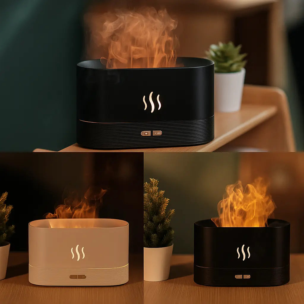 Flame Mist Humidifier & Aroma Diffuser – Relaxing LED Glow