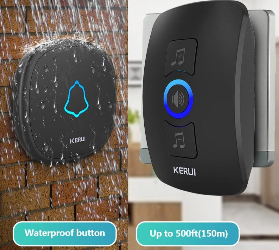 Smart Wireless Doorbell – LED Light, 32 Chimes, Waterproof Touch Button | Home Security Alarm