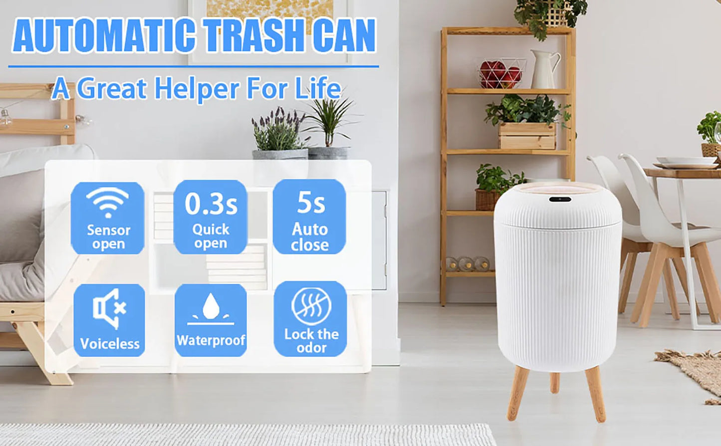 Smart Motion Sensor Trash Can – Automatic Bin for Kitchen & Bathroom