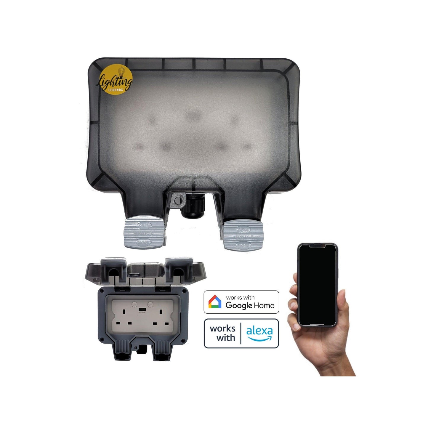 Outdoor Waterproof Smart Plug Socket – Dual UK Ports + USB