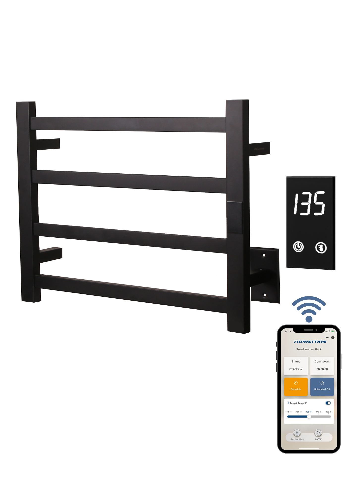 Smart Electric Towel Warmer – WiFi 4-Bar | Alexa & Google Compatible | Ultra-Slim Blade Design